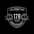 178 years anniversary celebration shield design template. 178th anniversary logo. Vector and illustration. Royalty Free Stock Photo