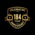 184 years anniversary celebration shield design template. 184th anniversary logo. Vector and illustration. Royalty Free Stock Photo