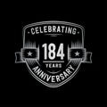 184 years anniversary celebration shield design template. 184th anniversary logo. Vector and illustration. Royalty Free Stock Photo
