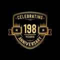 198 years anniversary celebration shield design template. 198th anniversary logo. Vector and illustration. Royalty Free Stock Photo