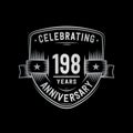198 years anniversary celebration shield design template. 198th anniversary logo. Vector and illustration. Royalty Free Stock Photo