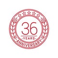 36 years anniversary celebration logo template. 36th line art vector and illustration. Royalty Free Stock Photo