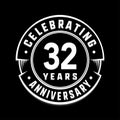 32 years anniversary logo template. 32nd vector and illustration. Royalty Free Stock Photo