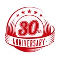 30 years anniversary design template. 30th anniversary celebrating logo design. 30years logo. Royalty Free Stock Photo