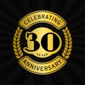30 years celebrating anniversary design template. 30th logo. Vector and illustration. Royalty Free Stock Photo