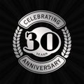 30 years celebrating anniversary design template. 30th logo. Vector and illustration. Royalty Free Stock Photo