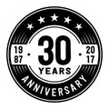 30 years celebrating anniversary design template. 30th anniversary logo. Vector and illustration. Royalty Free Stock Photo