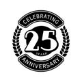 25 years celebrating anniversary design template. 25th logo. Vector and illustration. Royalty Free Stock Photo