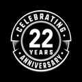 22 years anniversary logo template. 22nd vector and illustration. Royalty Free Stock Photo