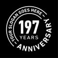197 Years Anniversary Celebration Design Template. Anniversary vector and illustration. 197 years logo. Royalty Free Stock Photo