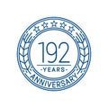 192 years anniversary celebration logo template. 192nd line art vector and illustration. Royalty Free Stock Photo