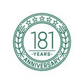 181 years anniversary celebration logo template. 181st line art vector and illustration. Royalty Free Stock Photo