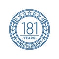 181 years anniversary celebration logo template. 181st line art vector and illustration. Royalty Free Stock Photo