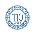 110 years anniversary celebration logo template. 110th line art vector and illustration. Royalty Free Stock Photo