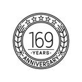 169 years anniversary celebration logo template. 169th line art vector and illustration. Royalty Free Stock Photo