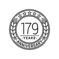 179 years anniversary celebration logo template. 179th line art vector and illustration. Royalty Free Stock Photo