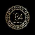 184 years anniversary celebration logo template. 184th line art vector and illustration.