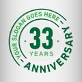 33 Years Anniversary Celebration Design Template. Anniversary vector and illustration. Thirty-three years logo. Royalty Free Stock Photo