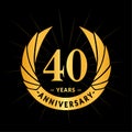 40 years anniversary design template. Elegant anniversary logo design. Forty years logo.