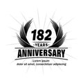 182 years anniversary. Elegant anniversary design. 182nd years logo. Royalty Free Stock Photo