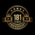 181 years anniversary celebration logotype. 181st years logo. Vector and illustration. Royalty Free Stock Photo