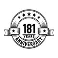 181 years anniversary celebration logotype. 181st years logo. Vector and illustration. Royalty Free Stock Photo