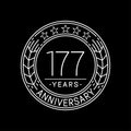 177 years anniversary celebration logo template. 177th line art vector and illustration. Royalty Free Stock Photo