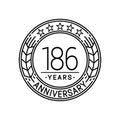 186 years anniversary celebration logo template. 186th line art vector and illustration.