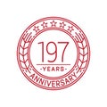 197 years anniversary celebration logo template. 197th line art vector and illustration.