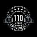 110 years anniversary celebration logotype. 110th years logo. Vector and illustration. Royalty Free Stock Photo