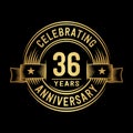 36 years anniversary celebration logotype. 36th years logo. Vector and illustration. Royalty Free Stock Photo