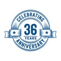 36 years anniversary celebration logotype. 36th years logo. Vector and illustration. Royalty Free Stock Photo