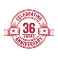 36 years anniversary celebration logotype. 36th years logo. Vector and illustration. Royalty Free Stock Photo