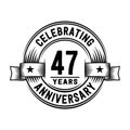 47 years anniversary celebration logotype. 47th years logo. Vector and illustration.