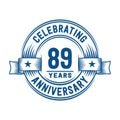 89 years anniversary celebration logotype. 89th years logo. Vector and illustration. Royalty Free Stock Photo