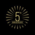 5 Years Anniversary Celebration with Firework Logo Design Template On Black Background Royalty Free Stock Photo