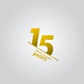 15 Years Anniversary Celebration Gold Line Vector Template Design Illustration