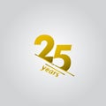 25 Years Anniversary Celebration Gold Line Vector Template Design Illustration