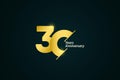 30 Years Anniversary Celebration Gold Logo Vector Template Design Illustration
