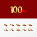 100 Years Anniversary Celebration Gold With Red Ribbon Vector Template Design Illustration Royalty Free Stock Photo