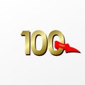 100 Years Anniversary Celebration Gold With Red Ribbon Vector Template Design Illustration Royalty Free Stock Photo