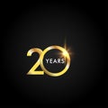 20 Years Anniversary Celebration Gold Vector Template Design Illustration