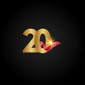 20 Years Anniversary Celebration Gold Vector Template Design Illustration Royalty Free Stock Photo