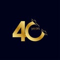 40 Years Anniversary Celebration Gold Vector Template Design Illustration