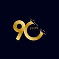 90 Years Anniversary Celebration Gold Vector Template Design Illustration