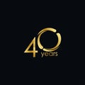 40 Years Anniversary Celebration Gold Vector Template Design Illustration Royalty Free Stock Photo