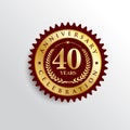 40 Years anniversary celebration Golden badge logo.