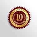 10 Years anniversary Golden badge logo.