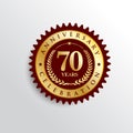 70 Years anniversary celebration Golden badge logo.
