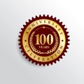 100 Years anniversary celebration Golden badge logo.